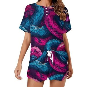 Slangenpatroon Mode 2 STKS Womens Pyjama Sets Korte Mouw Nachtkleding Zachte Loungewear Stijl-4