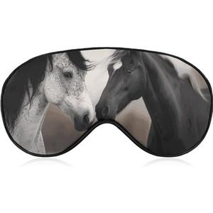 Zwart-wit slaapmasker voor paarden, lichtblokkerend oogmasker, comfortabel en zacht, oogbedekking met elastiek, geschikt voor mannen en vrouwen, geschikt voor reizen en slapen