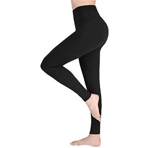 SOFTSAIL Hoog getailleerde legging voor dames, superzachte, elastische, zwarte gym- en yoga-legging, ondoorzichtig en afslankend, met buikcontrole, rekbare trainingsbroek, maten S-2XL, Zwart, S-M
