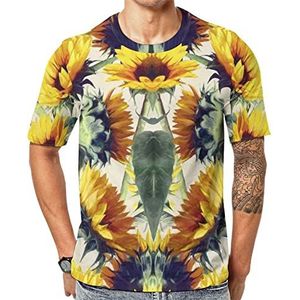 Zonnebloem Bloemen Heren Korte Mouw Grafisch T-shirt Ronde hals Print Casual Tee Tops 6XL