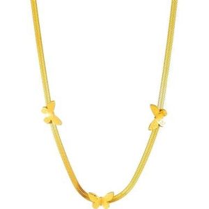 316L roestvrij staal gouden kleur vlinder ketting voor vrouwen nieuwe trend meisjes slang platte ketting sieraden verjaardagsgiften