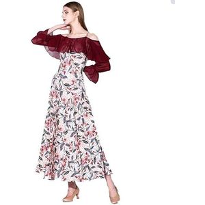 MLYYX Gedrukte Ballroom Dance Performance Dress Jarretels Waltz Foxtrot Practice Kostuums voor Vrouwen Mouwloze Cha Cha Salsa rok