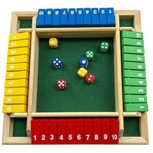 Shagam - Shut The Box - 4 Spelers - 1 t/m 10 - Kleur - Dobbelspel - Rekenspel
