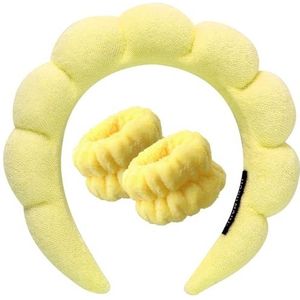 DRESHOW Spa Hoofdband voor Wassen Gezicht Polsband Pak Spons Zachte Badstof Make-up Huidverzorging Anti-slip Hoofdband voor Vrouwen