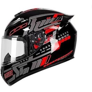 Full Face Motorhelm met Dubbele Achtervleugels DOT Gecertificeerd - Lichtgewicht en Duurzame Volwassen Motorfiets Straat Fietshelm (Gele lijnen, M)(Red-gray,Small)