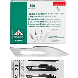 Shehadeh - 100 stuks scalpelmessen figuur 24 voor scalpelhouder nr. 4 - afzonderlijk steriel verpakt
