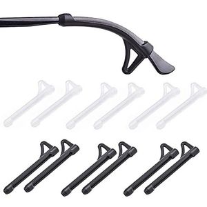 OPUGIT 6 paar antislip brillenpootjes, siliconen antisliphoezen voor brilbeugels, comfortabele antislip brilbeugels voor sportbrillen, zonnebrillen, leesbrillen, zwart/wit