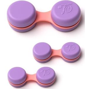 SPORTS WORLD VISION Groente Macaroon contactlenshouder | Compacte, draagbare en lekvrije contactlenshouder | Duurzame, reisvriendelijke contactlensvloeistofdoos met set van dezelfde kleur (3, Purple)