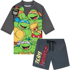 Get Trend Paw Patrol Badpakset voor jongens, 2 stuks met zwembroek Marshall Rubble Chase Jongens Rash Vest voor Zwemmen Strand Trip Holiday Essentials, Grijs TMNT, 4-5 jaar