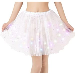 Kefiyis Tutu Rokken voor Vrouwen LED Light Up Tutu Volwassen Tiener Rok Ballet Dans Feesten Fancy Dress Halloween Kostuum, Wit, One size