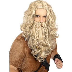 Funidelia | Viking pruik en baard voor mannen Nordic, Valkyrie, Barbaar, Vikings - Accessoires voor Volwassenen, kostuum accesoires - Bruin