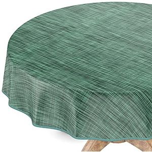 Afwasbaar tafelzeil, tuintafelkleed in linnenlook, met zoom, rond 120 cm, donkergroen