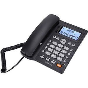 Telefoon met snoer met handsfree systeem, draagbare desktop, LCD-scherm/grote knop/mute-tijd/extensie met twee aansluitingen/zakrekenmachine vaste telefoon, voor thuis, op kantoor (zwart)