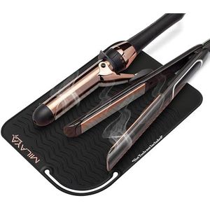 YOOQLE G13FGG Hittebestendige mat voor dames, siliconen mat voor haargereedschap, beschermt oppervlakken tegen hitteschade, handig voor reizen en opslag, 18 x 28 cm