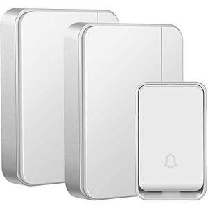 『Geen Batterij Nodig』Draadloze Deurbel Waterdicht,AURTEC Deurbelkit met 2 Ontvangers en 1 Zelfrijdende Pers,51 Belsignalen,4 Volumeniveaus,Wit…