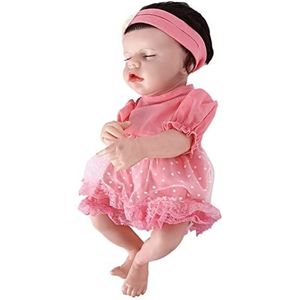 Reborn babypop, wasbare herboren slaappop met roze jurk om thuis te spelen