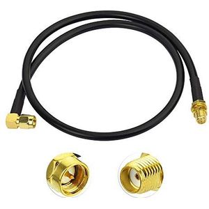 Eightwood 4G-Antennekabel SMA-Adapterkabel Vrouwelijk Schot Naar Mannelijk Haakse Adapter RF-Kabel RG58 50cm Voor WiFi-Antenne, Router, WiMax, Handradio