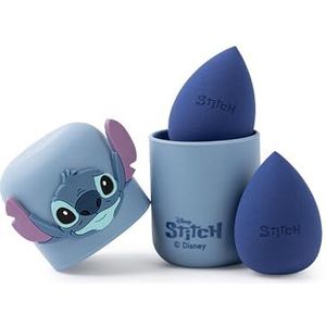 Disney Lilo & Stitch Make-upsponsset voor dames | Dames schoonheidssponzen set van 2 met karakterprint opbergdoos in blauw | Beauty Face Blenders met Stitch-logo en make-updoos