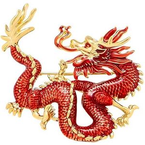 CFLNYC Vintage Chinese Dierenriem Draak Broche, Sprankelende Stijlvolle Draak Vorm Broche, Goudkleurige Legering Pin Mode-sieraden