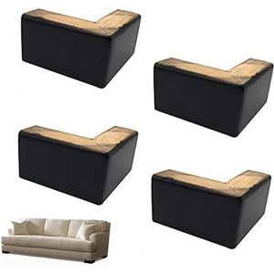 (2"" tot 4 inch) Houten meubelpoten, moderne massief houten bankstoel vervangende poten bank dressoir fauteuil kastpoten for meubels, set van 4 L-vormige bank salontafel steunvoeten (zwart) (Color : S