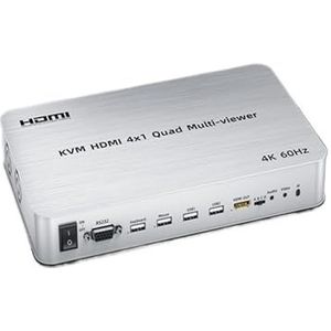 4K60Hz KVM Multiviewer Switch met Hotkey 4x1 Quad Screen Real Time Multi Viewer met IR-afstandsbediening Uitgebreide compatibiliteit