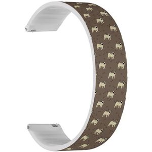 Solo Loop band compatibel met Garmin Vivoactive 5, Vivoactive 3/3 Music, Approach S12/S40/S42 (mopshond Aziatisch ras kleurrijk) Quick-Release 20 mm rekbare siliconen band band accessoire, Siliconen,