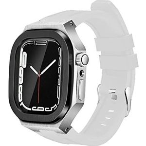 OFWAX Luxe roestvrijstalen behuizing rubberen band kit, voor Apple Watch Series 9 8 7 45mm 6 5 4 SE 44mm horloge upgrade vervanging bescherming kit, 45mm, agaat