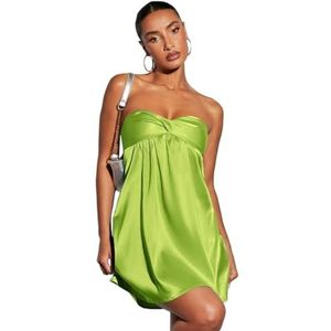 jurken voor dames Effen satijnen buisjurk(Color:Lime Green,Size:L)