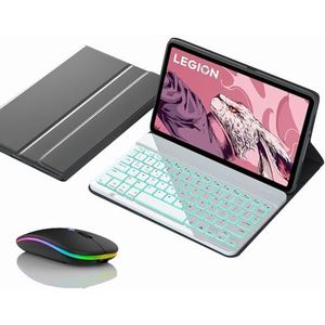 Toetsenbordhoes voor Lenovo Tab M10 FHD Plus (2nd Gen) 10.3"" (TB-X606F/TB-X606X), Magnetisch Afneembaar Draadloos Achtergrondverlichting Toetsenbord met Bluetooth Muis,Wit