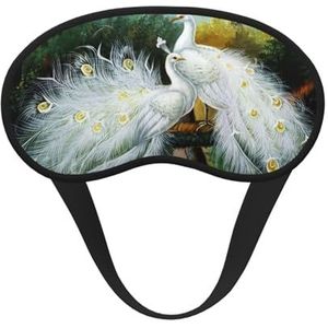 FZGGWYHL Witte Pauw Gedrukt Verduisterend Slaap Masker Aid Oogmasker Reizen Slaap Oogmasker
