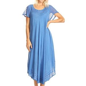 Sakkas Dagelijkse behoeften, kaftan, jurk, mouwen of bedekking voor dames, zeeblauw, Eén maat