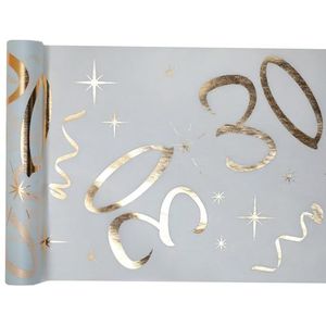 Santex Tafelloper, witgoud, 30 jaar, 30 cm x 5 m, decoratieve stof, banner, tafelkleed, tafelloper