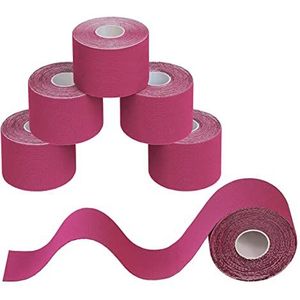 BB Sport 6 Stuck Kinesiology Tape 5 m x 5 cm Vele Kleuren E-book Applicatie Brochure Elastiek Spirien Tape Kinesiotape Set, Kleur:Roze