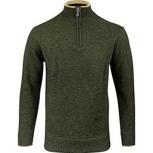 JACK PYKE Ashcombe - Gebreide trui met rits - 100% lamswol - donkerolijfgroen - S