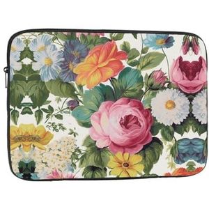 Laptophoes voor vrouwen tuin bloemenprint slanke laptophoes hoes notebook draagtas schokbestendige beschermende notebooktas 17 inch