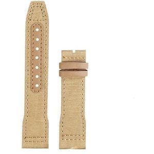 For IWC Nylon Horlogeband for Grote Piloot for Kleine Prins for Mark 18 Nylon Canvas Koeienhuid Heren Horlogeband 20 21 22mm Groene Armband (Color : Khaki-no clasp, Size : 21mm)