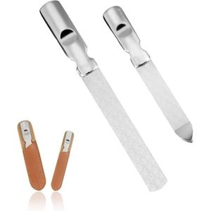 Shaorangrang Metalen nagelvijl, 2 stuks draagbare roestvrijstalen nagelvijl, dubbelzijdige nagelvijl, teennagelvijl, natuurlijke nagelvijl, voor zowel mannen als vrouwen