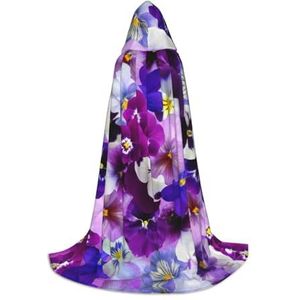 YQxwJL Paarse bloemenprint uniseks mantel met capuchon, heks tovenaar cape mantel, voor Halloween cosplay, feestkostuum