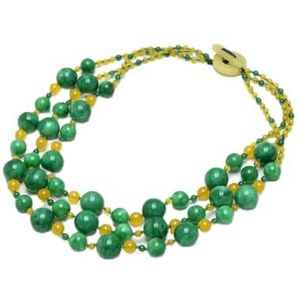 PYRJLMYQ Sieraden 21 inch groene gele jade halsketting ronde jade choker halsketting voor vrouwen, Eén maat, Agaat