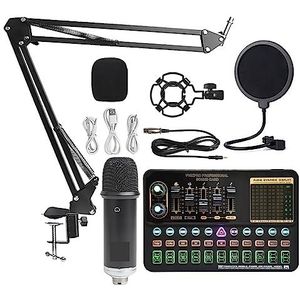 Geluidskaartkit, BM800 V10XPro Mixer Geluidskaart Studio Audio Mixer Zingen Ruisonderdrukking Microfoon Voice Live-uitzending Telefoon Computer Opnemen(V10XPro Set B)