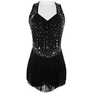 Nnnydjy Mouwloze Kunstschaatsjurk Voor Meisjes Rok Voor Dames Voor Rolschaatsen Hollow Gymnastiekwedstrijd Kostuum Balletpakje Voor Actieve Kleding,zwart,XL