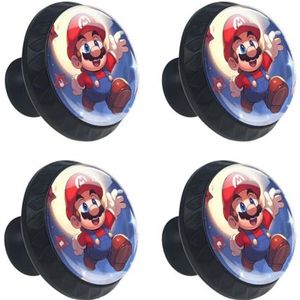 QIAOCEN Voor Mario ABS glas ronde kast knoppen lade handgrepen trekt set van 4 met schroeven - keuken, slaapkamer, ijdelheid, badkamer kast hardware