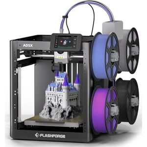 FLASHFORGE AD5X Multi-Color 3D-printer met 4 kleuren en IFS, volautomatische nivellering, FDM 3D-printer met tot 600 mm/s afdruksnelheid, mondstuk tot 300 °C, groot printvolume 220 x 220 x 220 mm
