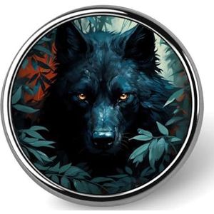 Black Wolf Pin Badge Ronde Identiteit Pins Broches Knop Badges Voor Hoeden Jassen Decor