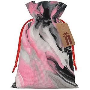 Roze abstracte inkt marmer grijs artistiek trekkoord kerstcadeau tas-met rustieke aantrekkingskracht, perfect voor al uw geschenkbehoeften