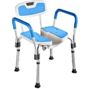 U-vormige douchekruk, douchestoelen for inloopdouches, badkamerkrukken for ouderen, volwassenen, gehandicapten, 4 snelheden verstelbaar(Blauw)