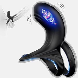 Vibrating Cock Ring, FOBONO Silicone Penis Rings with 10 Intense Vibration Modes, Double Ring Mens Vibrator for Longer Harder Stronger Erection, Improve Sexual Performance, Adult Sex Toys & Games