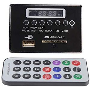 MP3-module USB Bluetooth, DC12V Bluetooth decoder boardmodule USB SD TF FM radio decoder WMA/WAV/MP3 verliesvrije radio, met afstandsbediening (zwart)