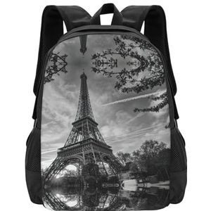 DEXNEL Eiffeltoren patroon schoolrugzak voor meisjes en jongens, stijlvolle college school reizen casual dagrugzak boekentas, Zwart, Eén maat