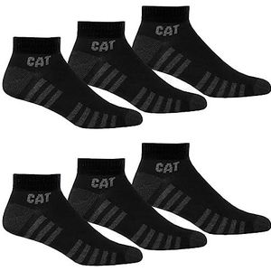 Caterpillar Cat Worklight sneakersokken, 6 paar, maten 39-50, dunne enkelhoge versterkte sokken, zwart, 6 paar, 43-46 EU